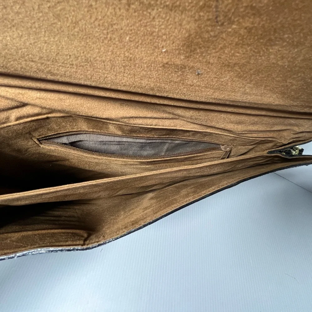 Vintage Genuine Reptile Embossed Patent Leather Small Briefcase/Shoulder Bag - Picture 11 of 16